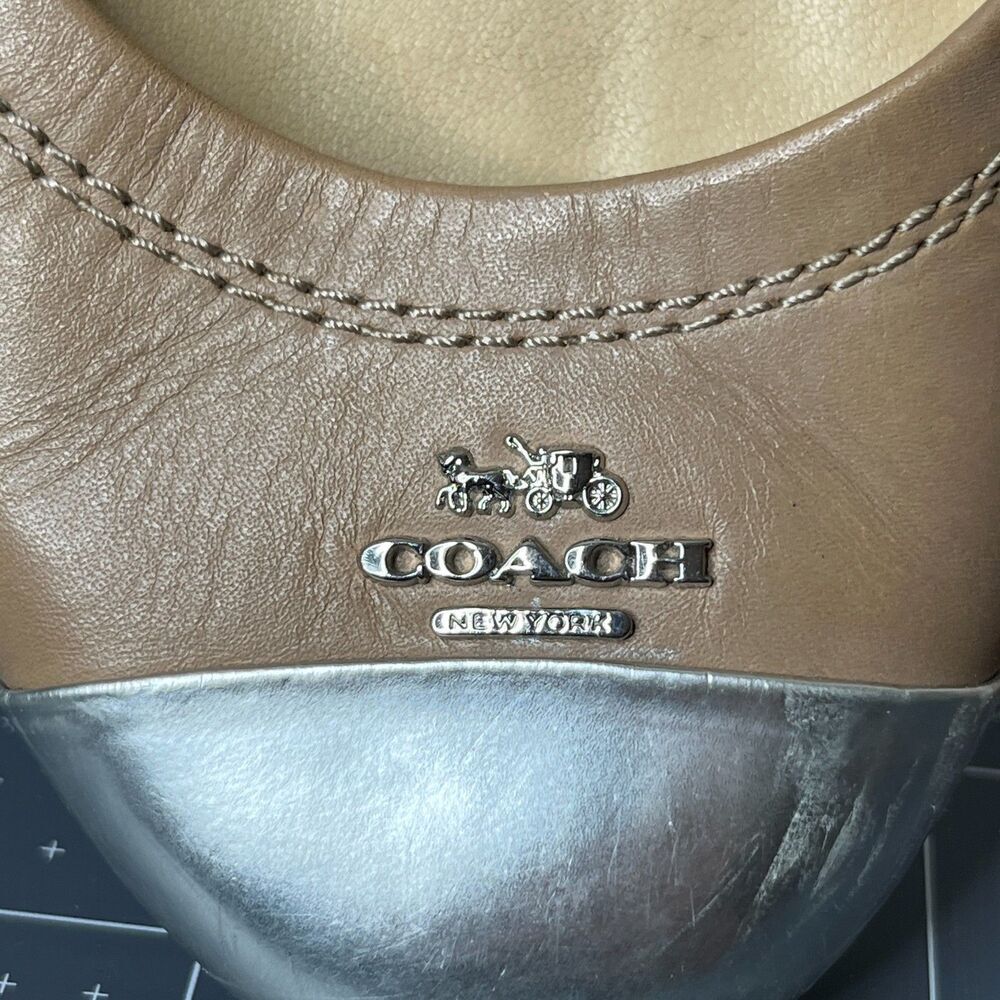 2/$100 Coach New York Chelsea Tan Leather Silver Metallic Cap Toe Flats - Picture 7 of 14